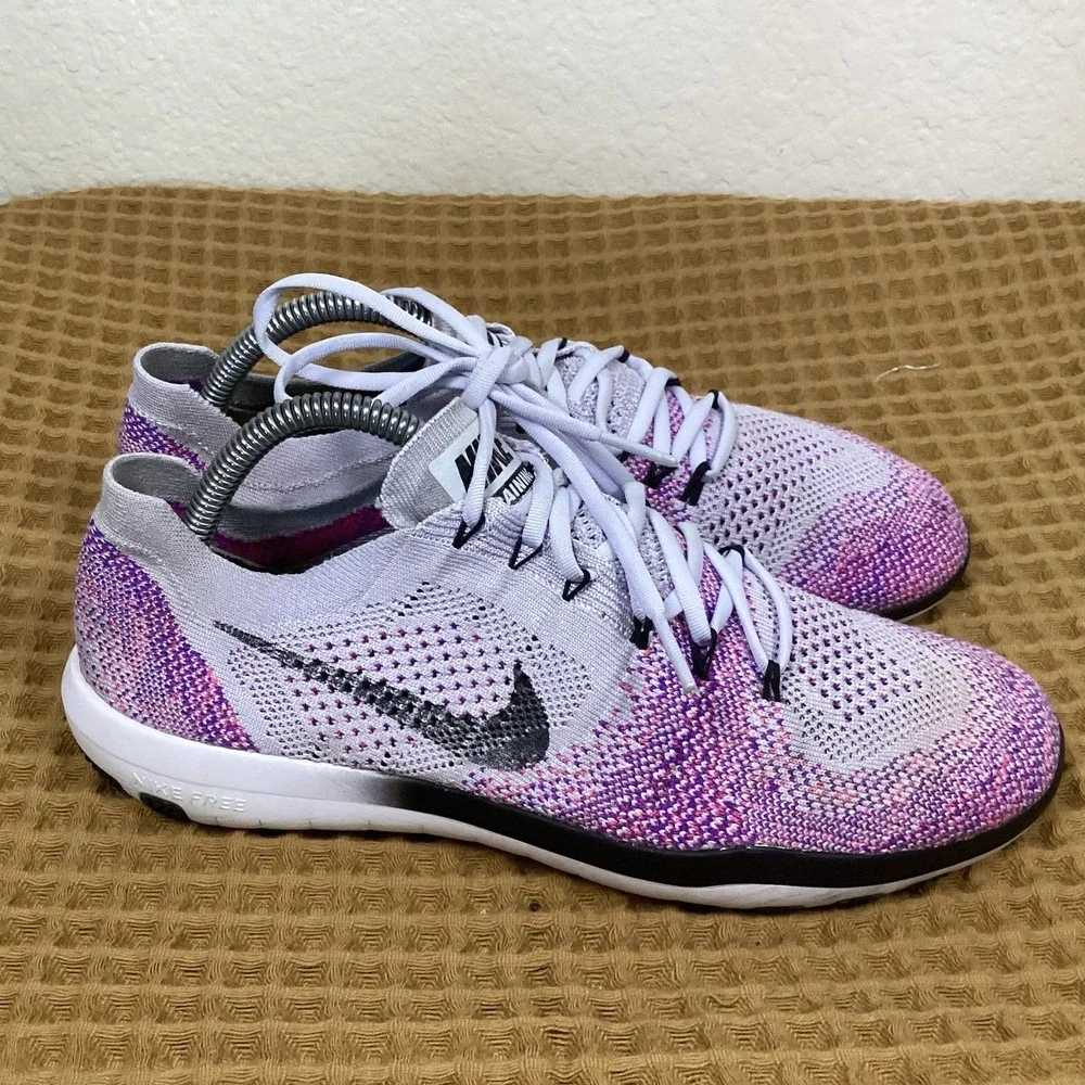 Nike Free Flyknit 2 Womens Sz 9 880630-500 Focus Purple Lace-Up Training Shoes